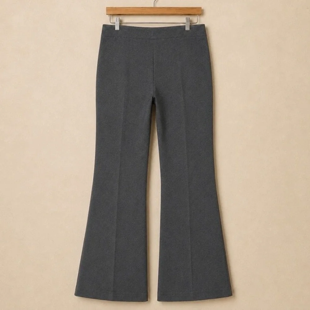 Cato Grey Wide Leg Dress Pants Contemporary Pintuck Trousers Slacks Workwear M